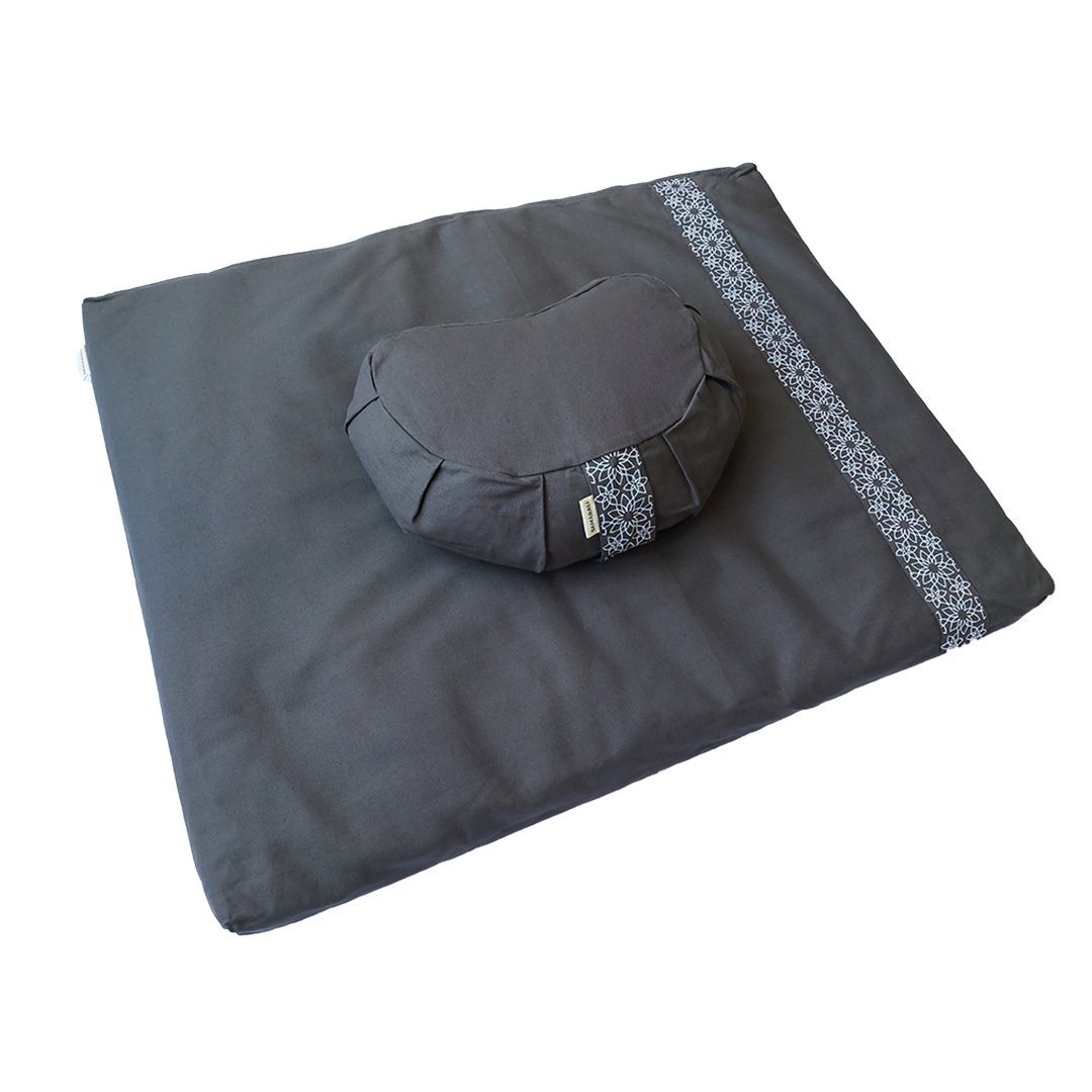 Meditatieset met kussen halve maan - Grijs