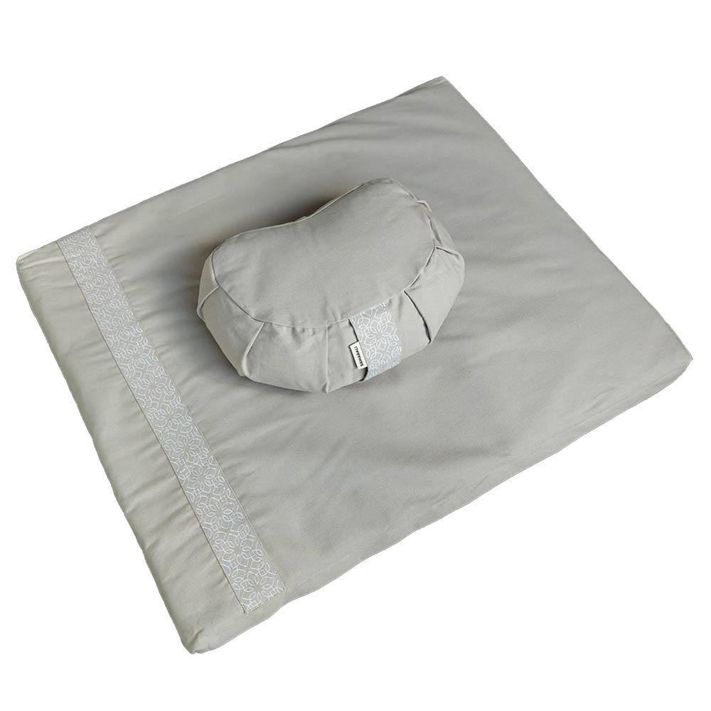 Meditatieset met kussen halve maan - Grijs kasteel