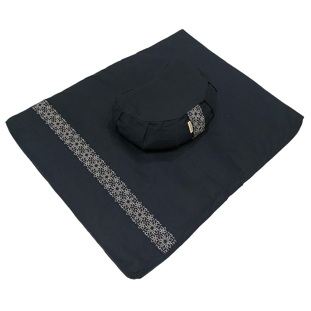Meditatieset met kussen halve maan - Marineblauw